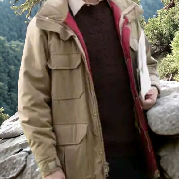 Vintage Woolrich Field Coat XL Mens Tan Beige Red Lining Utility Cargo Pockets - Picture 1 of 16